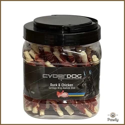 צנצנת סייבר דוג מקלות בקר בציפוי ברווז וסחוס עוף