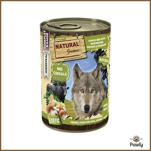 שימור נטורל גרייטנס לכלב אנגוס בקר עם פטריות, ג'ינג'ר ורוזמרין 400 גרם