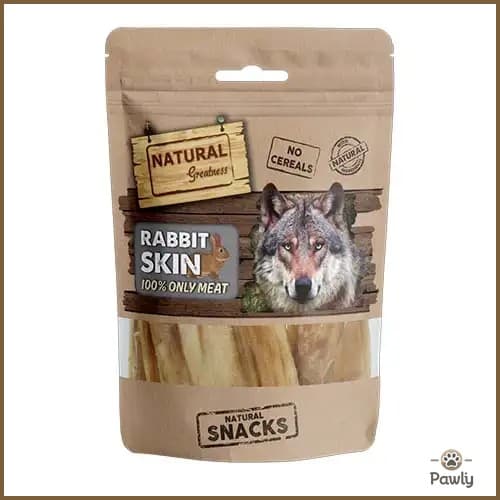 חטיף טבעי נטורל גרייטנס עור ארנבת לכלב